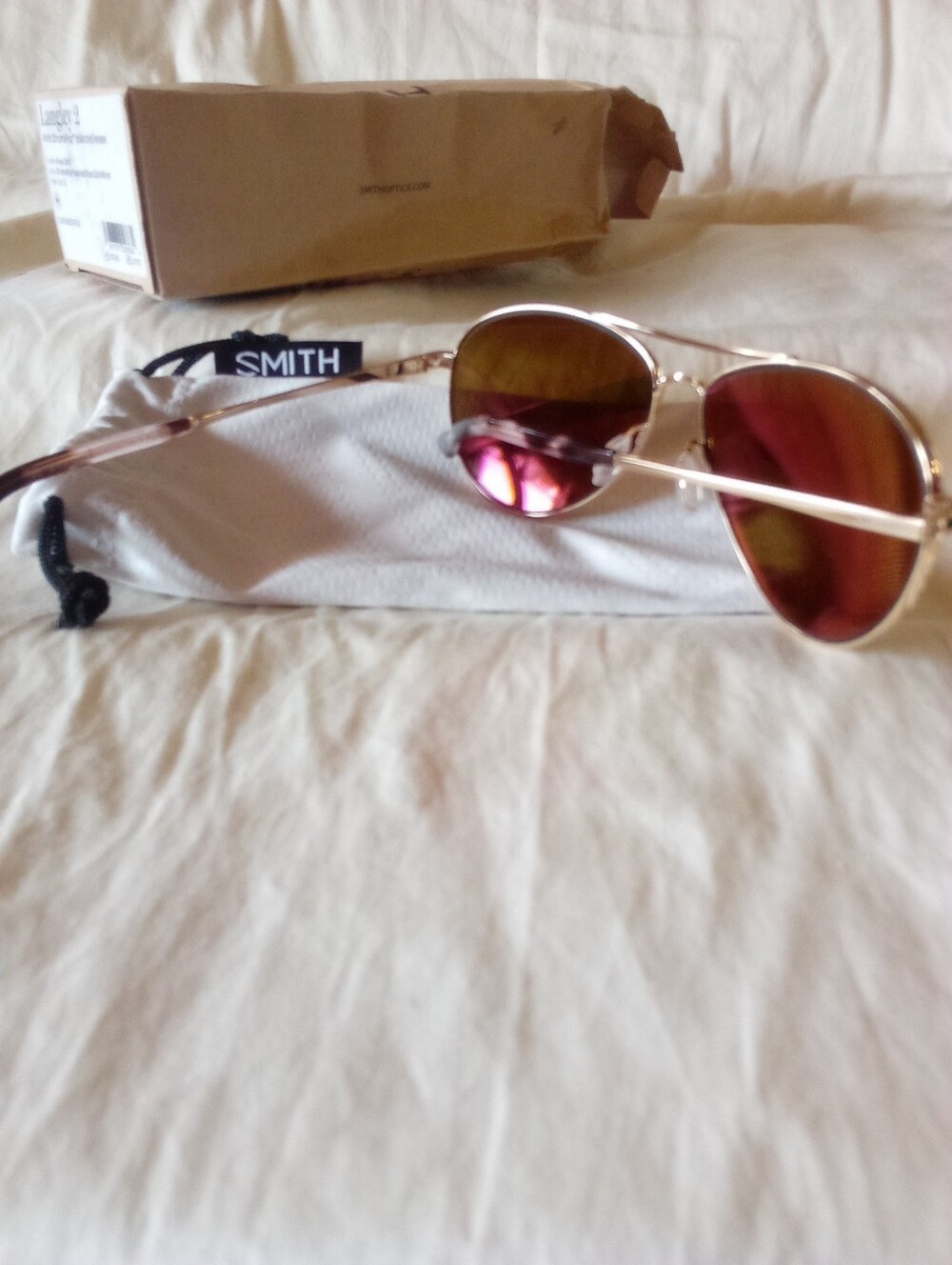 Smith Optics Langley 2 Rose Gold Polarized Aviator Sunglasses - Picture 2 of 2